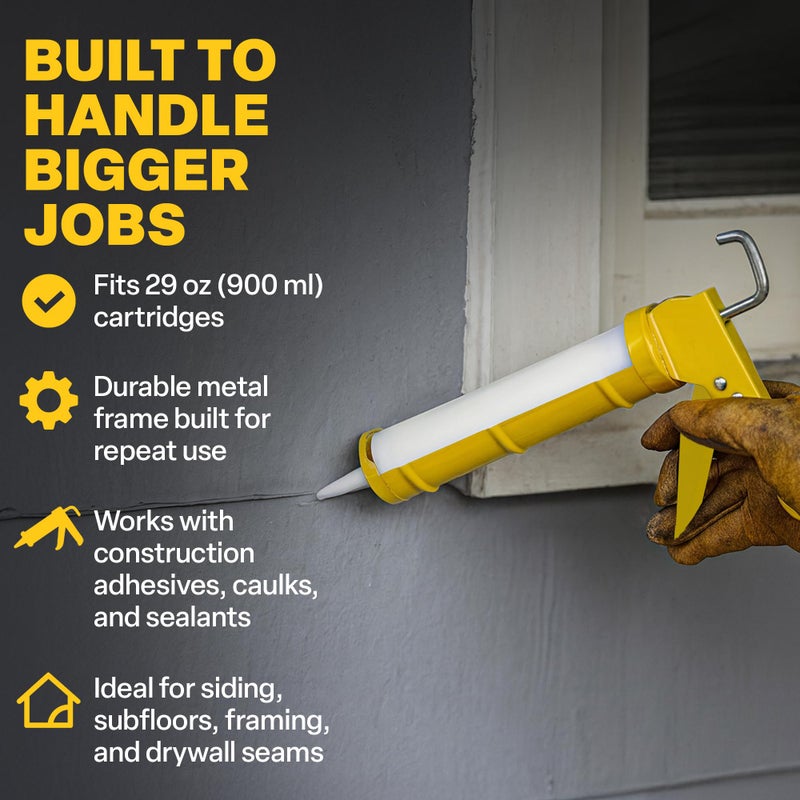 Dripless CR400 Contractor Cradle Frame Ratchet Drive Caulk Gun - 29 oz Cartridge Capacity - Caulking Gun with Machined Ratchet Teeth - Ladder Hook, Seal Punch and Cutter Built in - Contractor Grade - Image 2